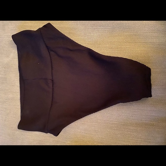 high waisted black ribbed arie bathing suit bottom - Picture 3 of 3